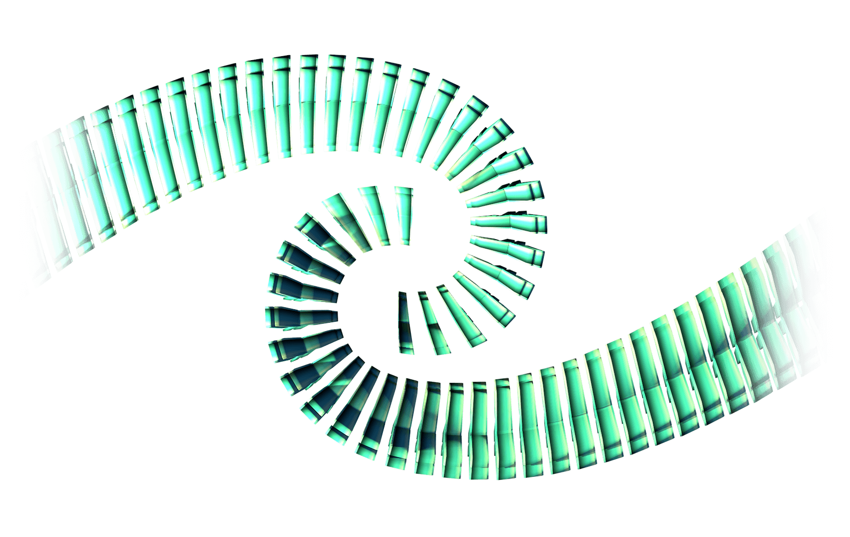 3D generated image of a green helix, representing Wheeler's capability as a cell banking and protein expression company